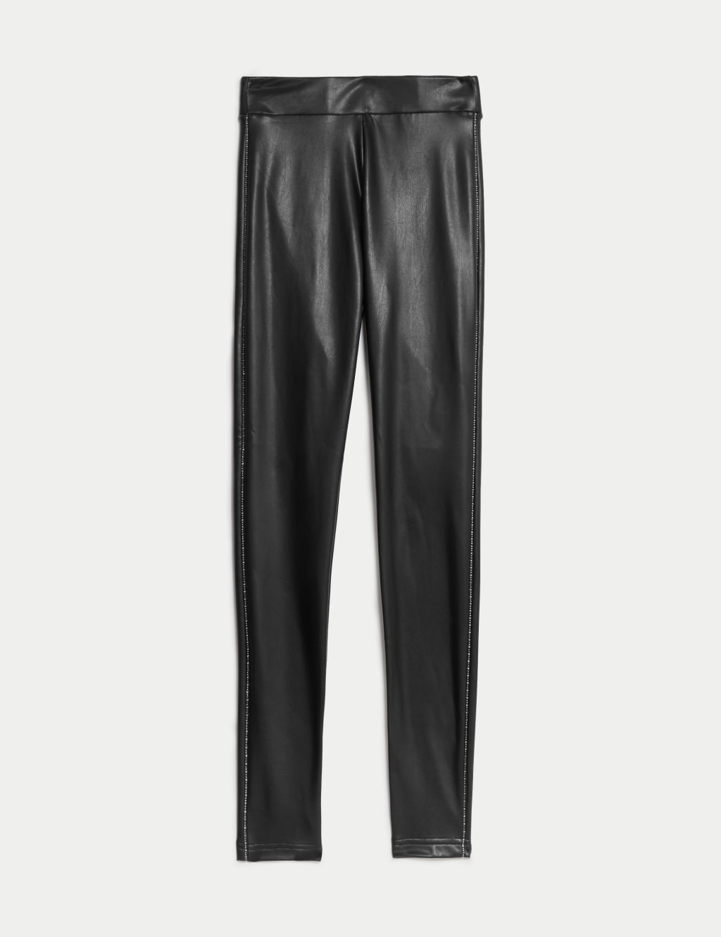 Leather Look Sparkly Side Stripe Leggings image 2