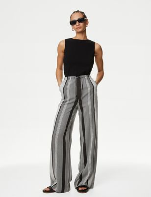 Printed Wide Leg Trousers - LV