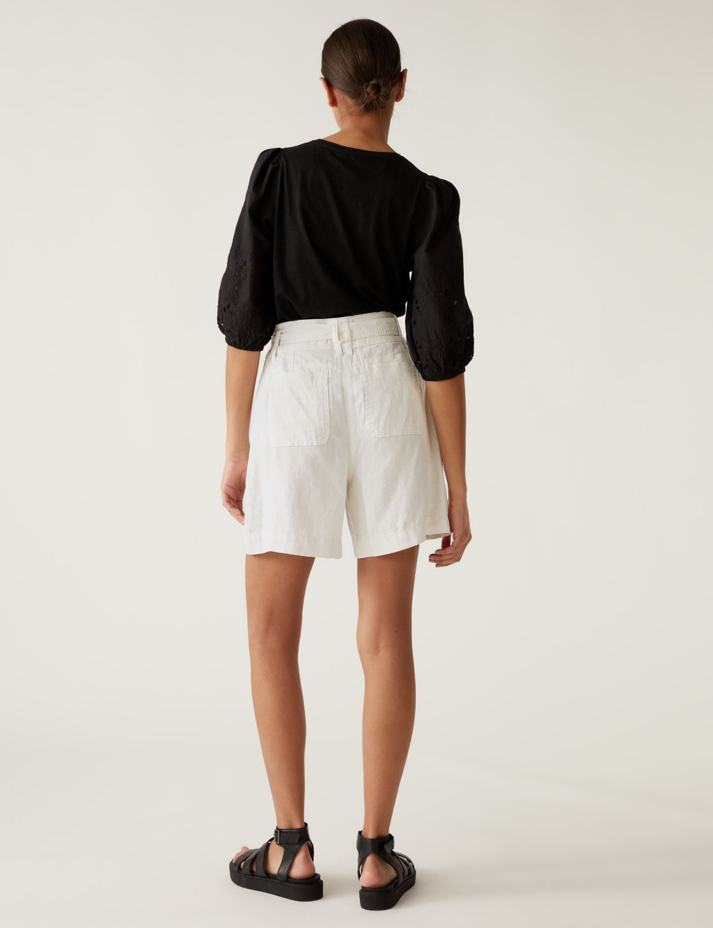 Linen Rich Belted Utility Shorts image 4