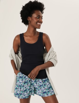 

Womens M&S Collection Gemusterte Bundfalten-Shorts - Black Mix, Black Mix