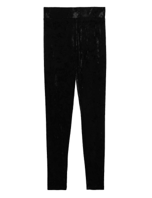 

Womens M&S Collection Velour High Waisted Leggings - Black, Black