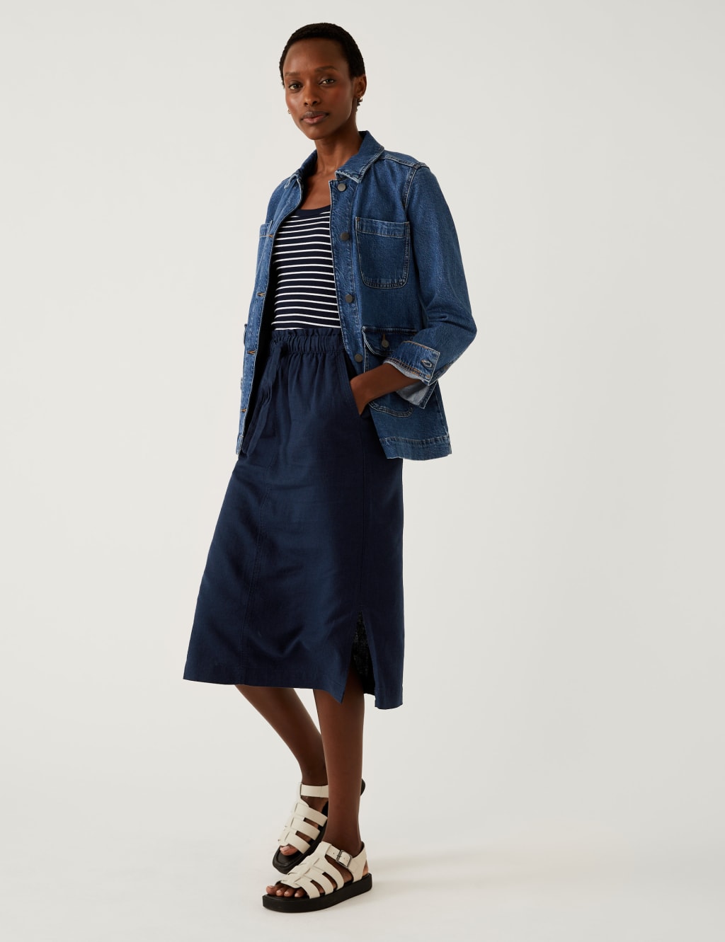 Linen Rich Midi Skirt image 1