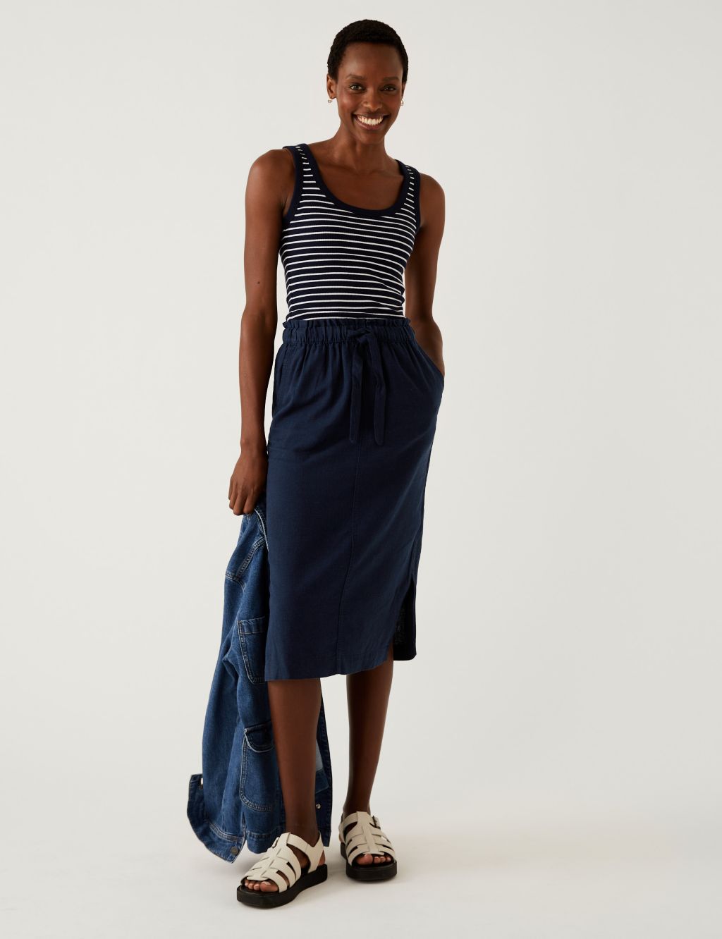 Linen Rich Midi Skirt image 3