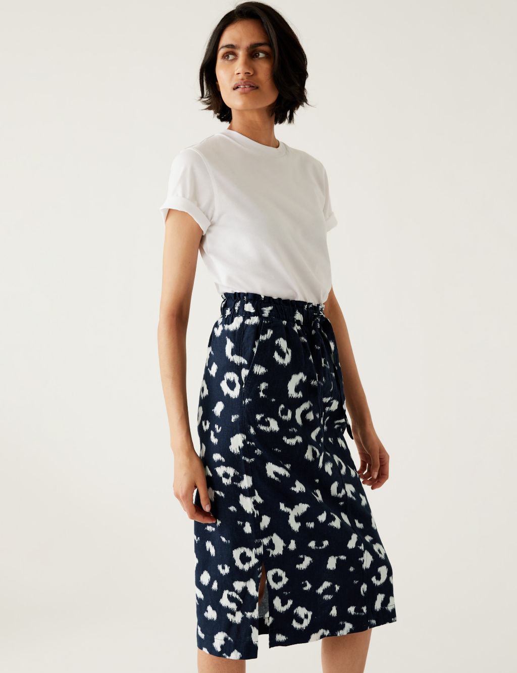 Linen Rich Midi Skirt image 1