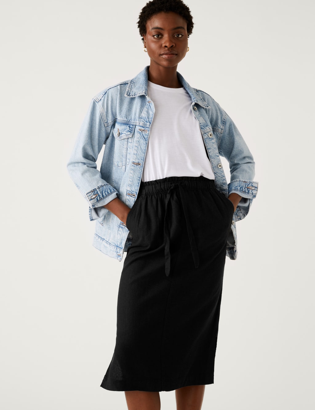 Linen Rich Midi Skirt image 2