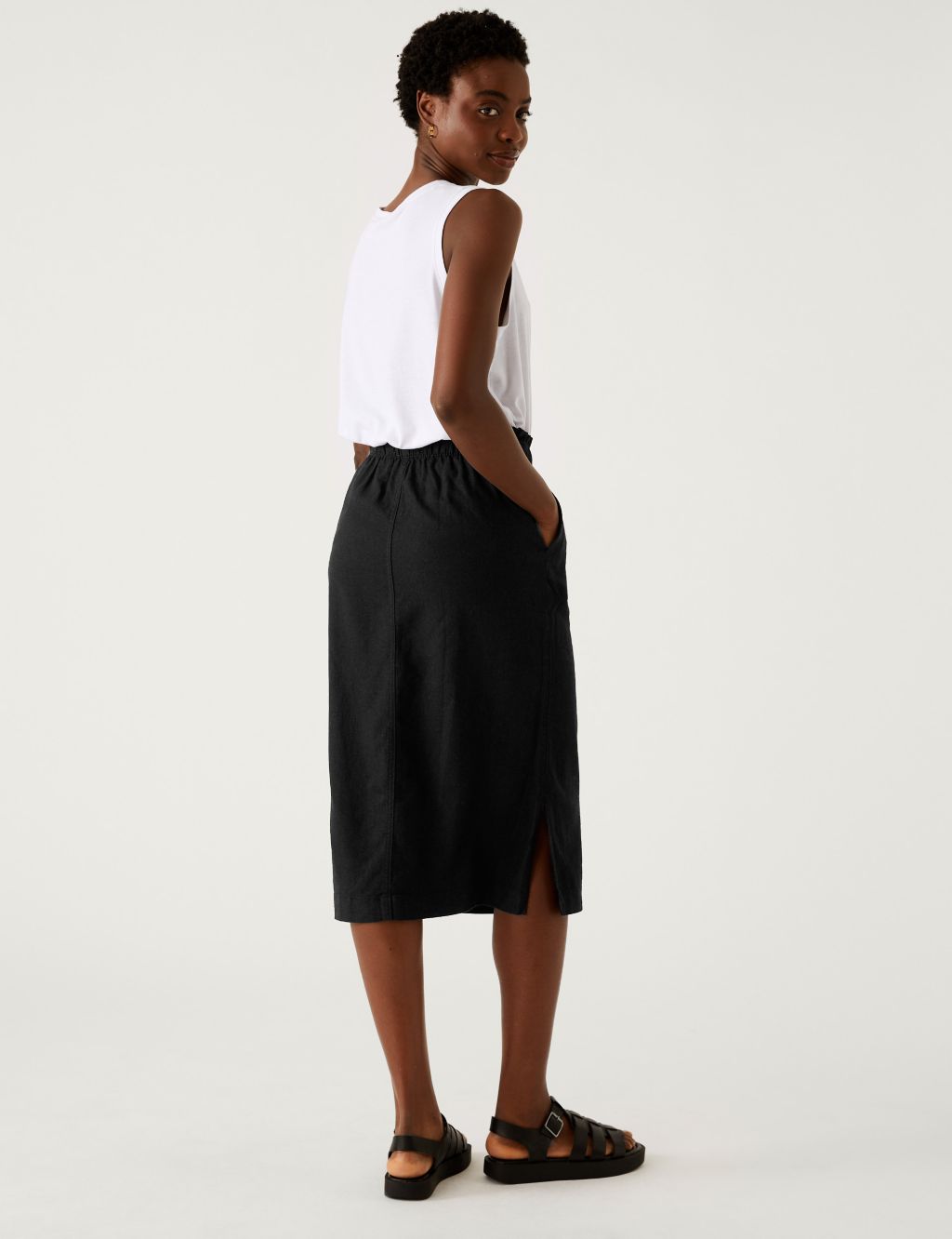Linen Rich Midi Skirt image 5