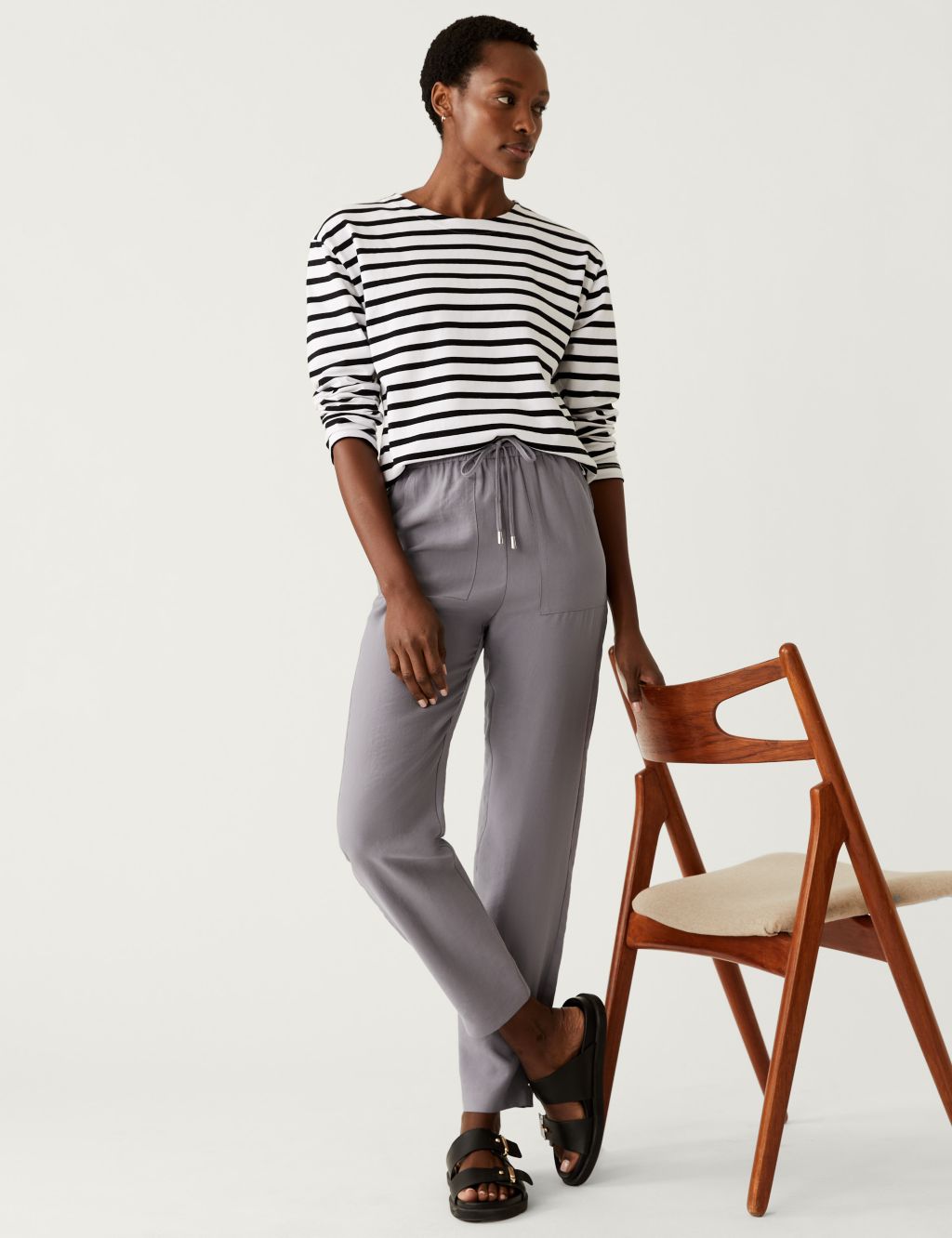 Lyocell Rich Tapered Ankle Grazer Trousers image 1
