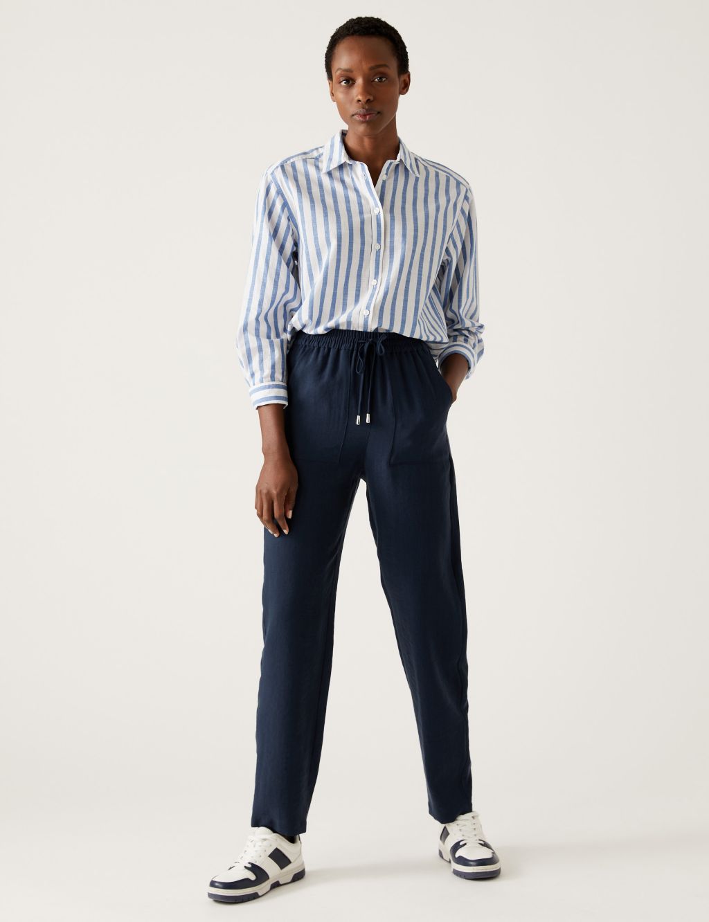 Lyocell Rich Tapered Ankle Grazer Trousers image 3