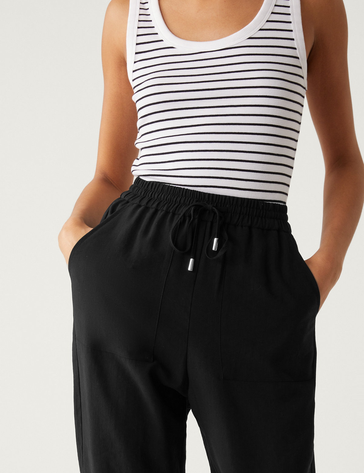 Lyocell Rich Tapered Ankle Grazer Trousers