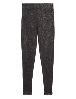 

Womens M&S Collection Sparkly High Waisted Leggings - Gold, Gold