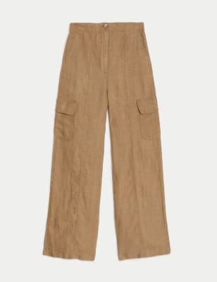 Pure Linen Utility Wide Leg Trousers