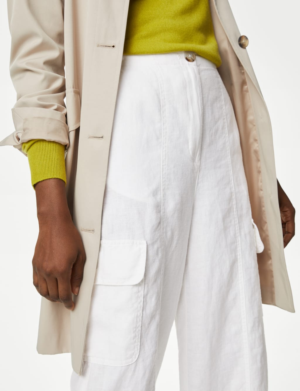 Pure Linen Utility Wide Leg Trousers image 3