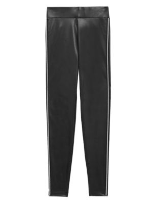 

Womens M&S Collection Leather Look Embellished Leggings - Black, Black