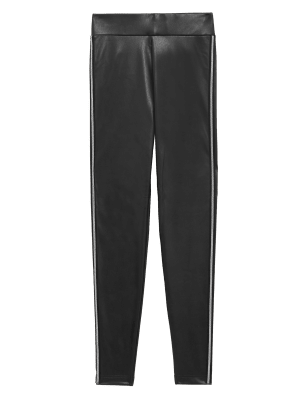 

Womens M&S Collection Leather Look Embellished Leggings - Black, Black