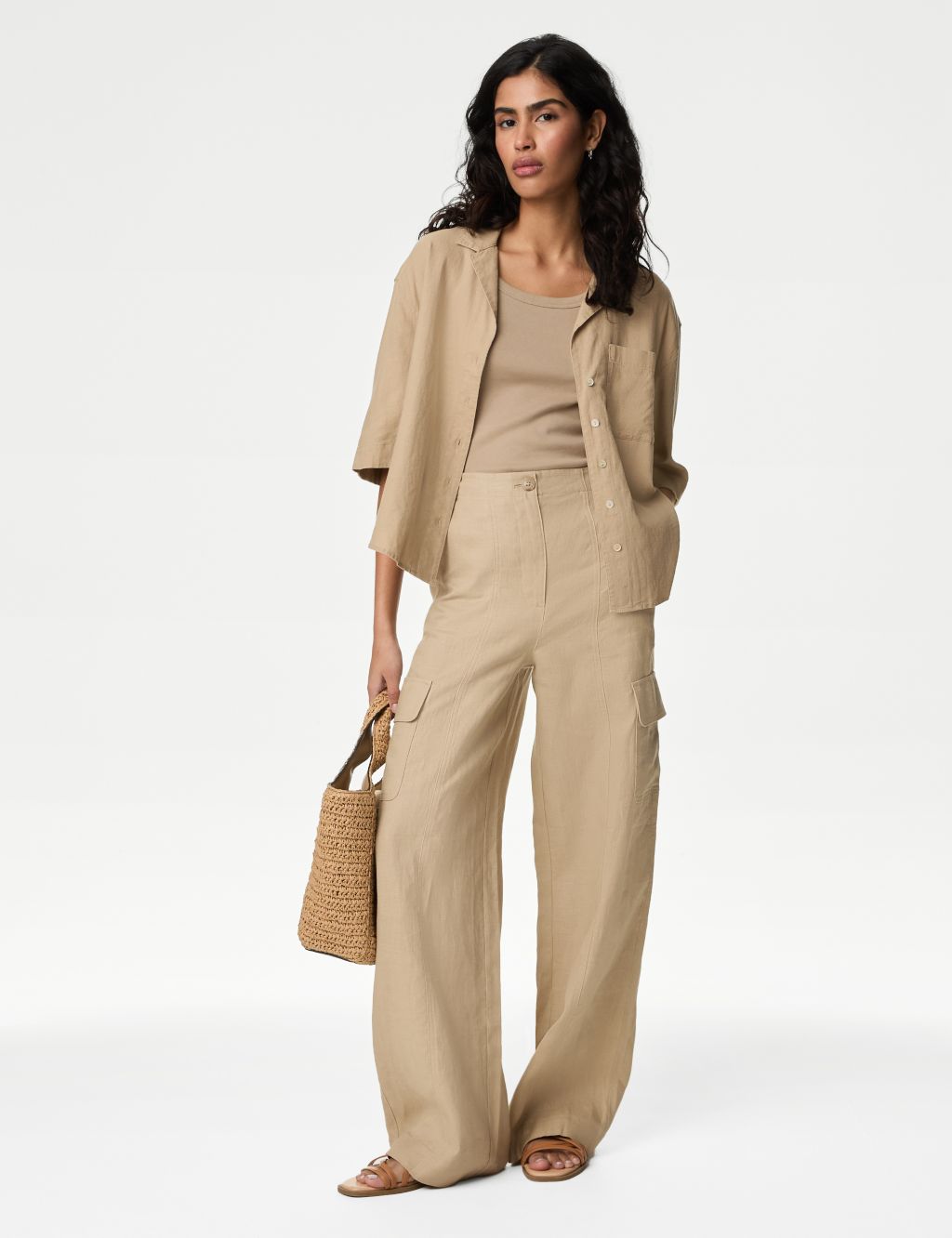 Pure Linen Cargo Trousers