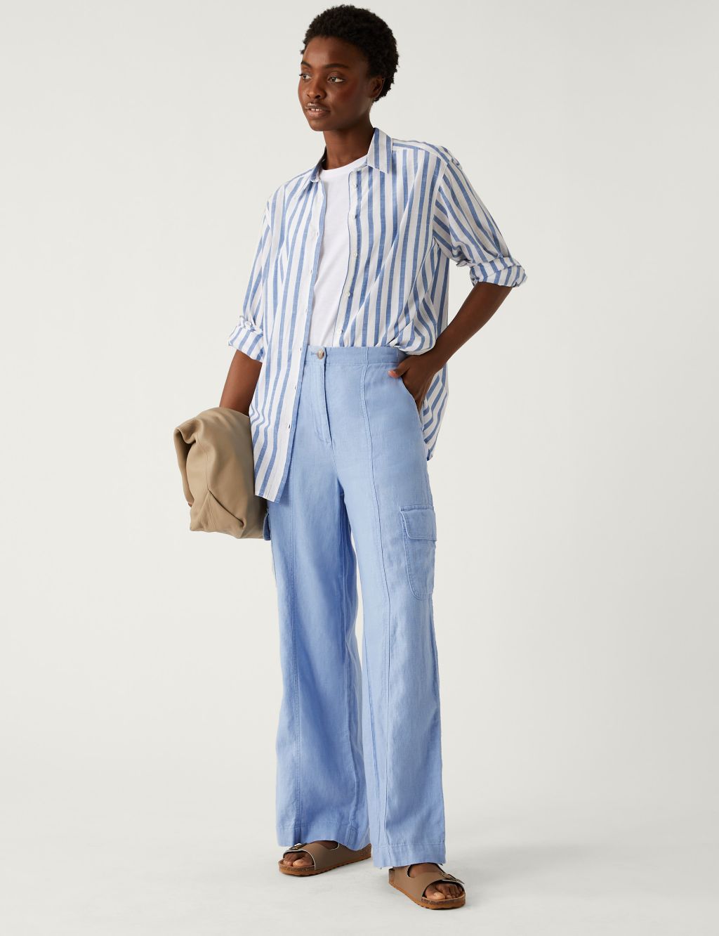 Pure Linen Cargo Trousers image 1