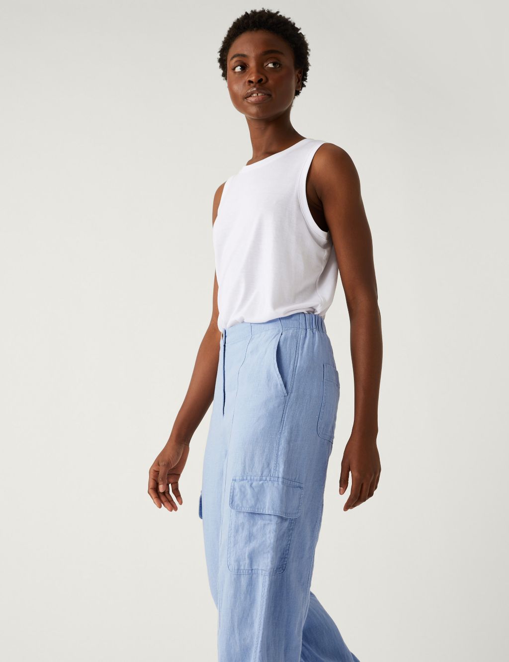 Pure Linen Cargo Trousers image 2