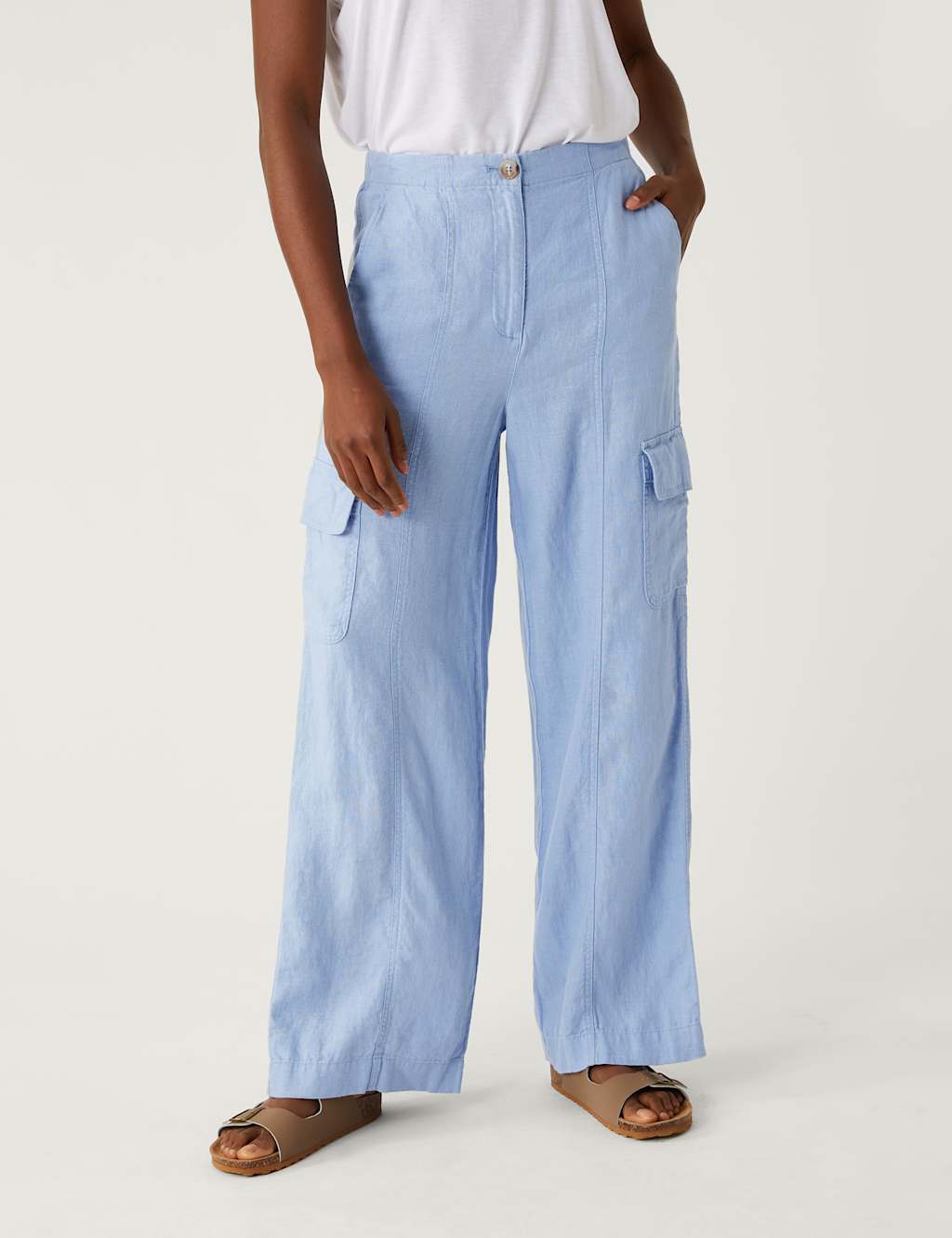 Pure Linen Cargo Trousers image 4