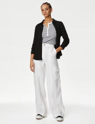 

M&S Collection Pantalón cargo 100% linoWomens - Winter White, Winter White