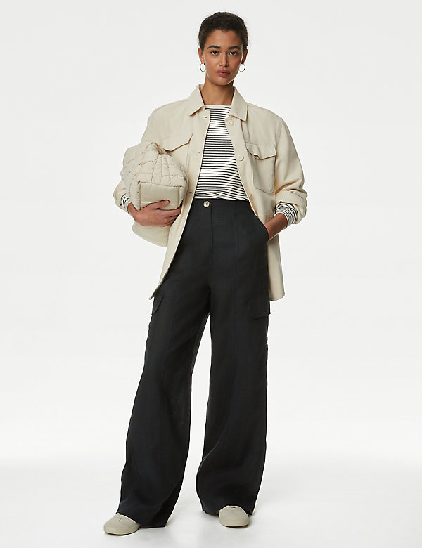 Pure Linen Cargo Trousers - TW