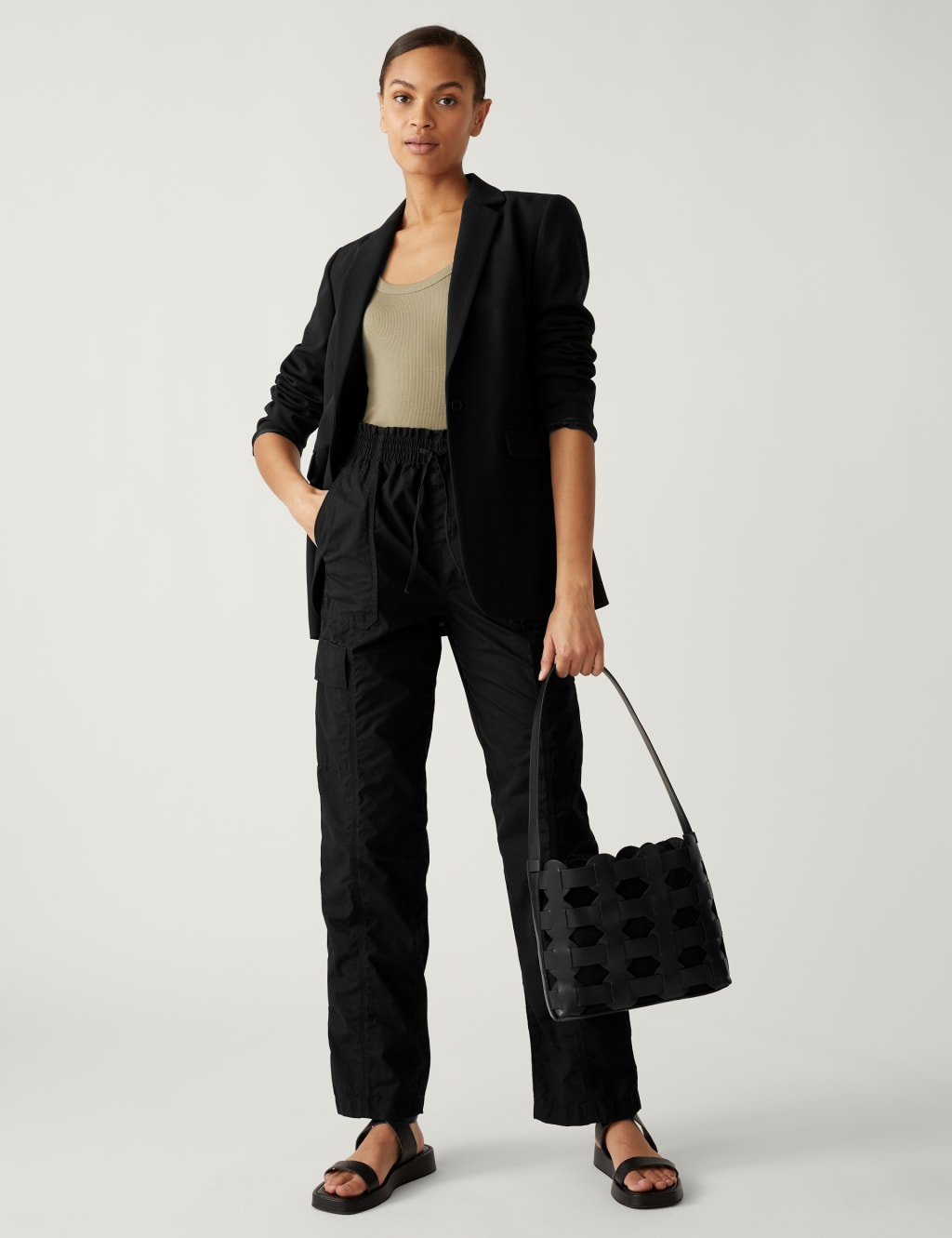 Pure Cotton Utility Straight Leg Trousers image 1