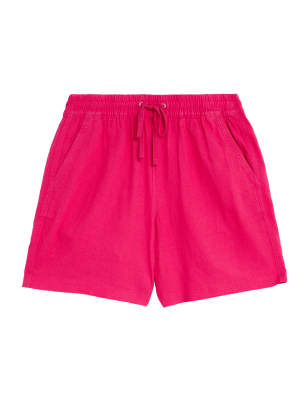 

Womens M&S Collection Linen Rich Shorts - Fuchsia, Fuchsia