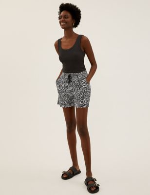Womens M&S Collection Linen Rich Shorts - Black Mix, Black Mix