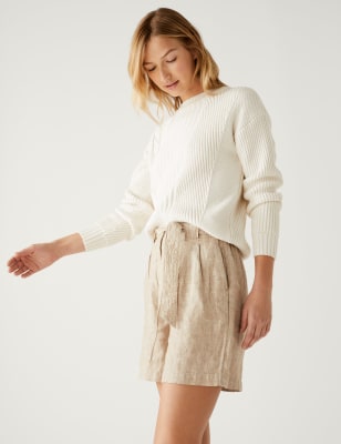 

Womens M&S Collection Pure Linen Shorts - Natural, Natural