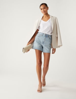 

M&S Collection Pantalón corto denim Mom de cintura altaWomens - Light Indigo, Light Indigo