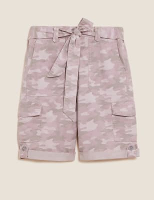 

Womens M&S Collection Cotton Blend Cargo Shorts - Pink Mix, Pink Mix