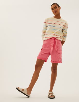 

Womens M&S Collection Cargo-Shorts mit hohem Tencel™-Anteil - Bright Coral, Bright Coral