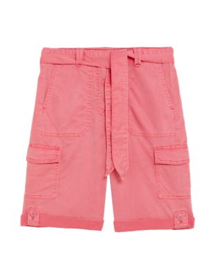 

Womens M&S Collection Tencel™ Rich Cargo Shorts - Bright Coral, Bright Coral