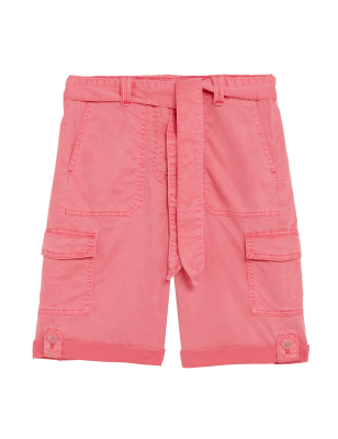 

Womens M&S Collection Tencel™ Rich Cargo Shorts - Bright Coral, Bright Coral