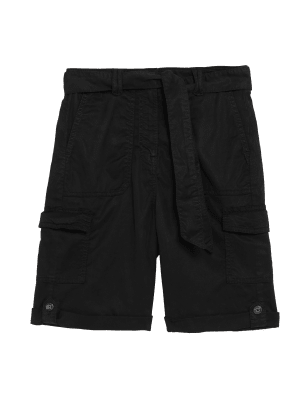 

Womens M&S Collection Tencel™ Rich Cargo Shorts - Black, Black