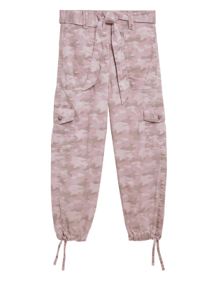 

Womens M&S Collection Tencel™ Rich Cargo Tapered Cropped Trousers - Pink Mix, Pink Mix