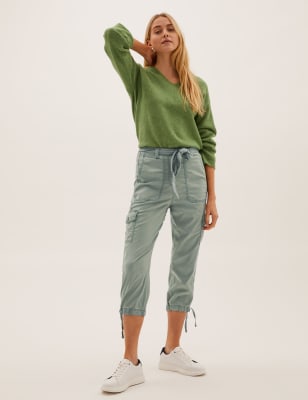 Ladies cropped shop cargo trousers