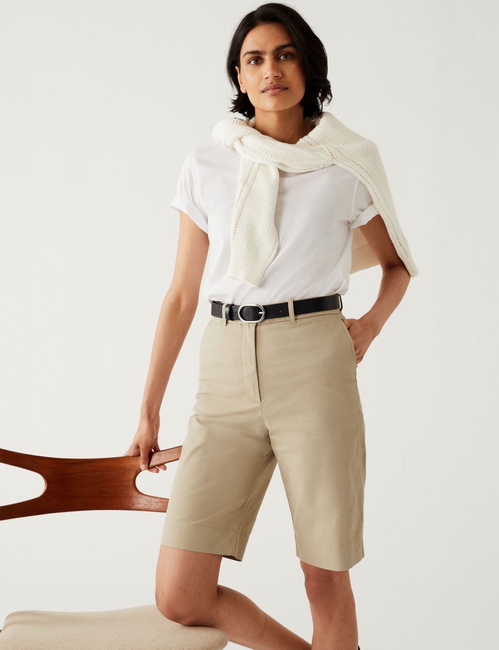 Cotton Rich Knee Length Chino Shorts image 1