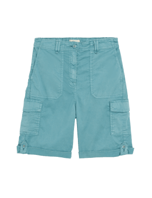 

Womens M&S Collection Tencel™ Rich Cargo Tea Dyed Shorts - Blue, Blue