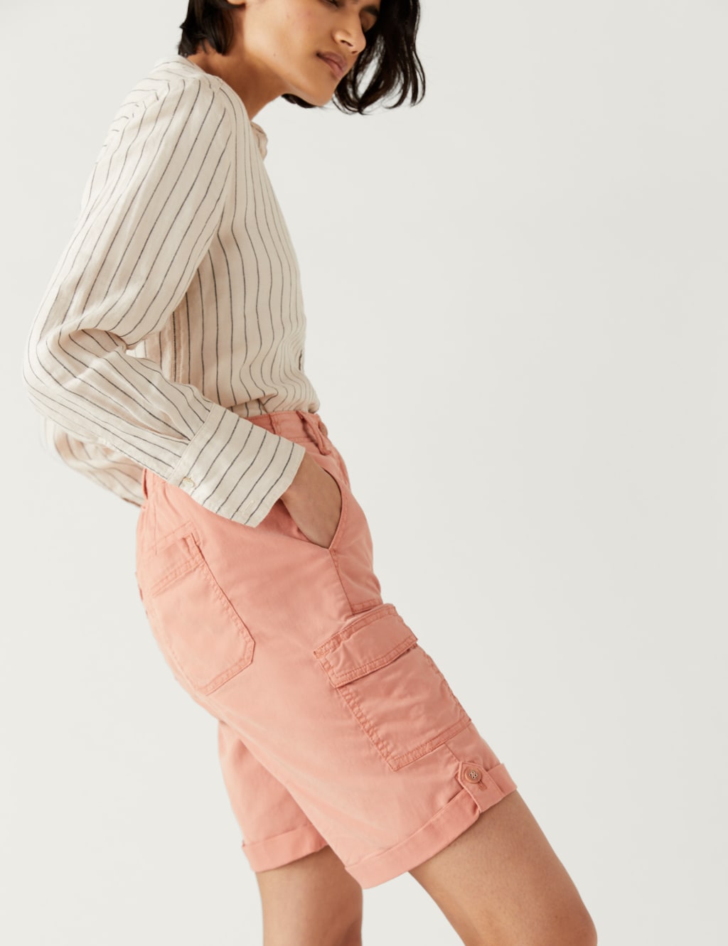 Lyocell Rich Cargo Tea Dyed Shorts image 5