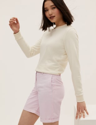 

M&S Collection Chinos cortos de algodón de cintura altaWomens - Pink Mix, Pink Mix