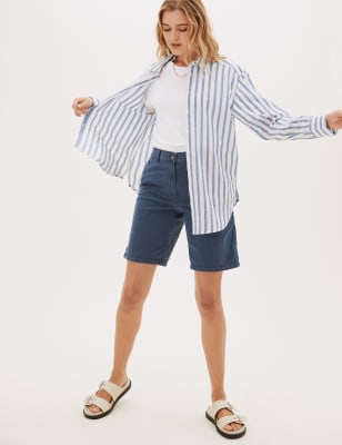 Cotton Rich High Waisted Chino Shorts