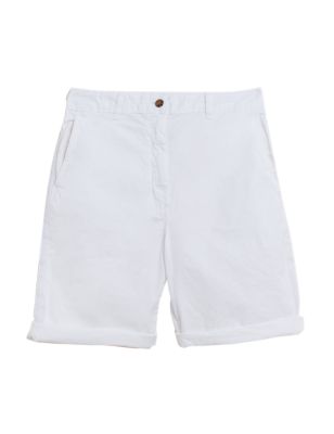 

Womens M&S Collection Cotton Rich High Waisted Chino Shorts - Ivory, Ivory