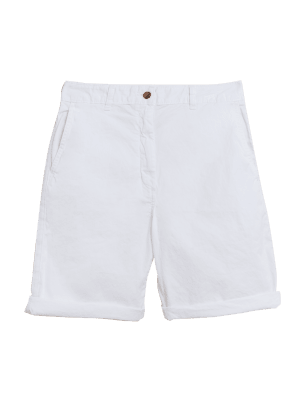 

M&S Collection Chinos cortos de algodón de cintura altaWomens - Ivory, Ivory