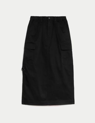 Cotton Rich Midi Utility Skirt