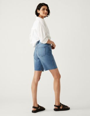 

Womens M&S Collection Denim High Waisted Bermuda Shorts - Medium Indigo, Medium Indigo
