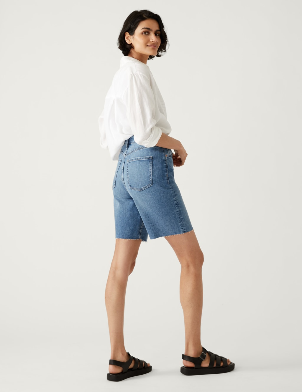 Denim High Waisted Bermuda Shorts image 1