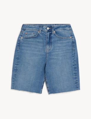 Denim High Waisted Bermuda Shorts