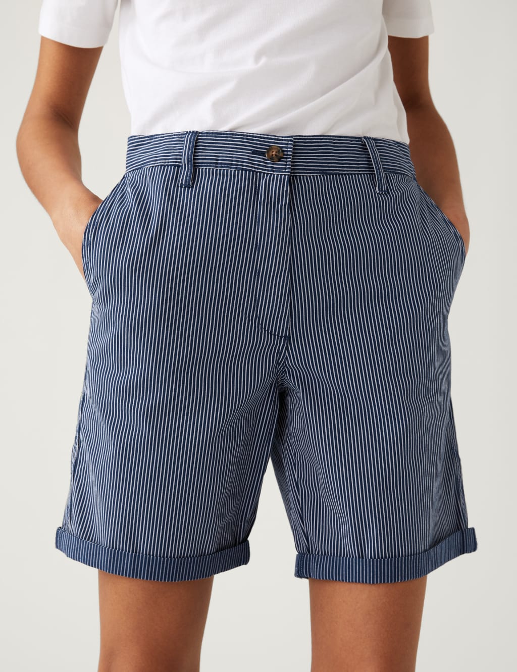 Cotton Rich Striped Chino Shorts image 4