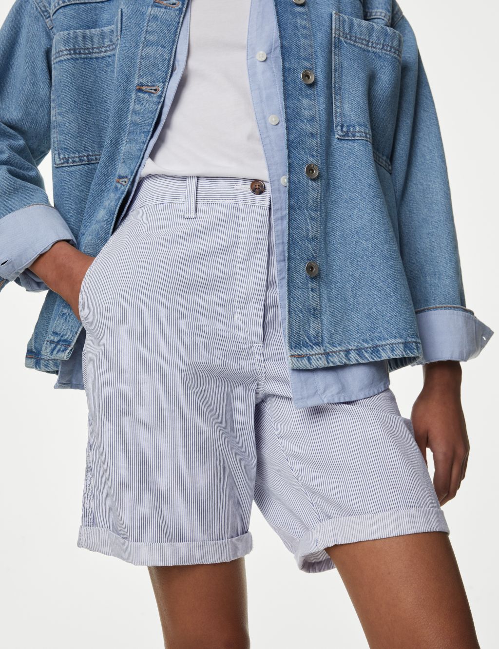 Cotton Rich Striped Chino Shorts image 2