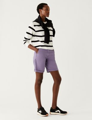 

Womens M&S Collection Cotton Rich Tea Dyed Chino Shorts - Purple Haze, Purple Haze